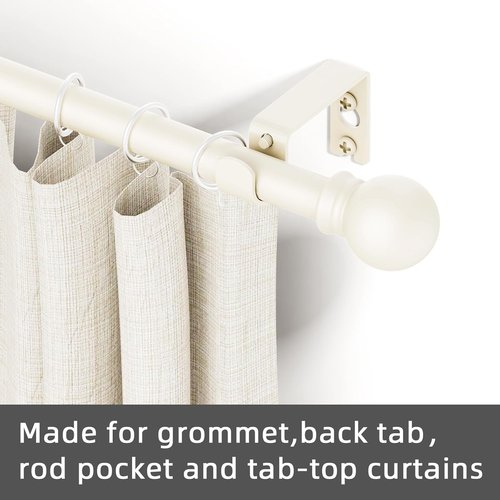 GXOACKJ Decorative Curtain Rods - Heavy Duty Metal, Ivory White, 32-62 Inch with Brackets