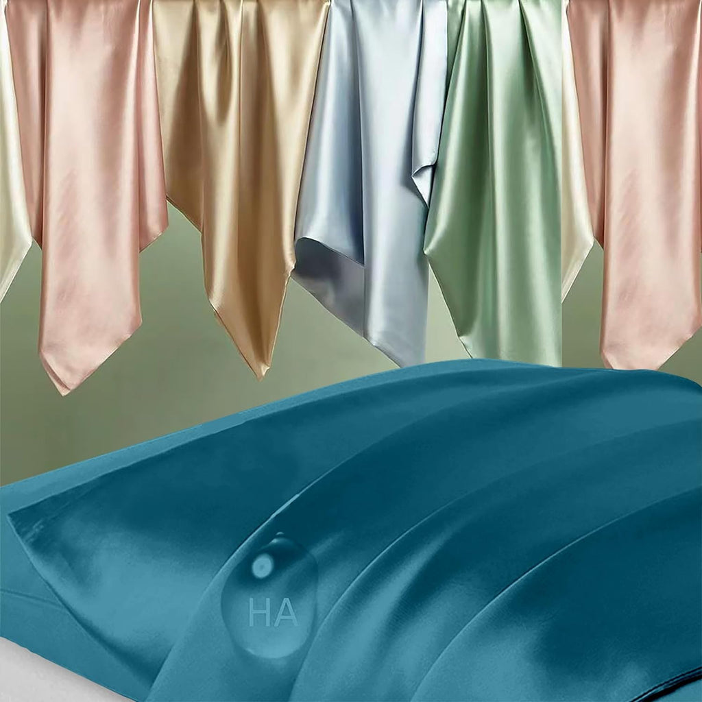 Mulberry Silk Pillowcase Set by Skiennix - Anti-Acne & Hair Care | King Size, Teal - 2 Pack