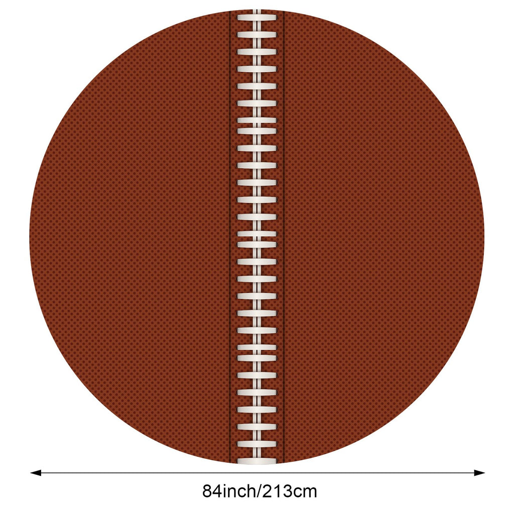 Oudain 12 Pcs Round Football Themed Tablecloths 84 Inch Football Field Tablecloth Green Grass Table Cover Plastic Sports Tablecloths Disposable Brown Ball Tablecloth for Birthday Party Supplies