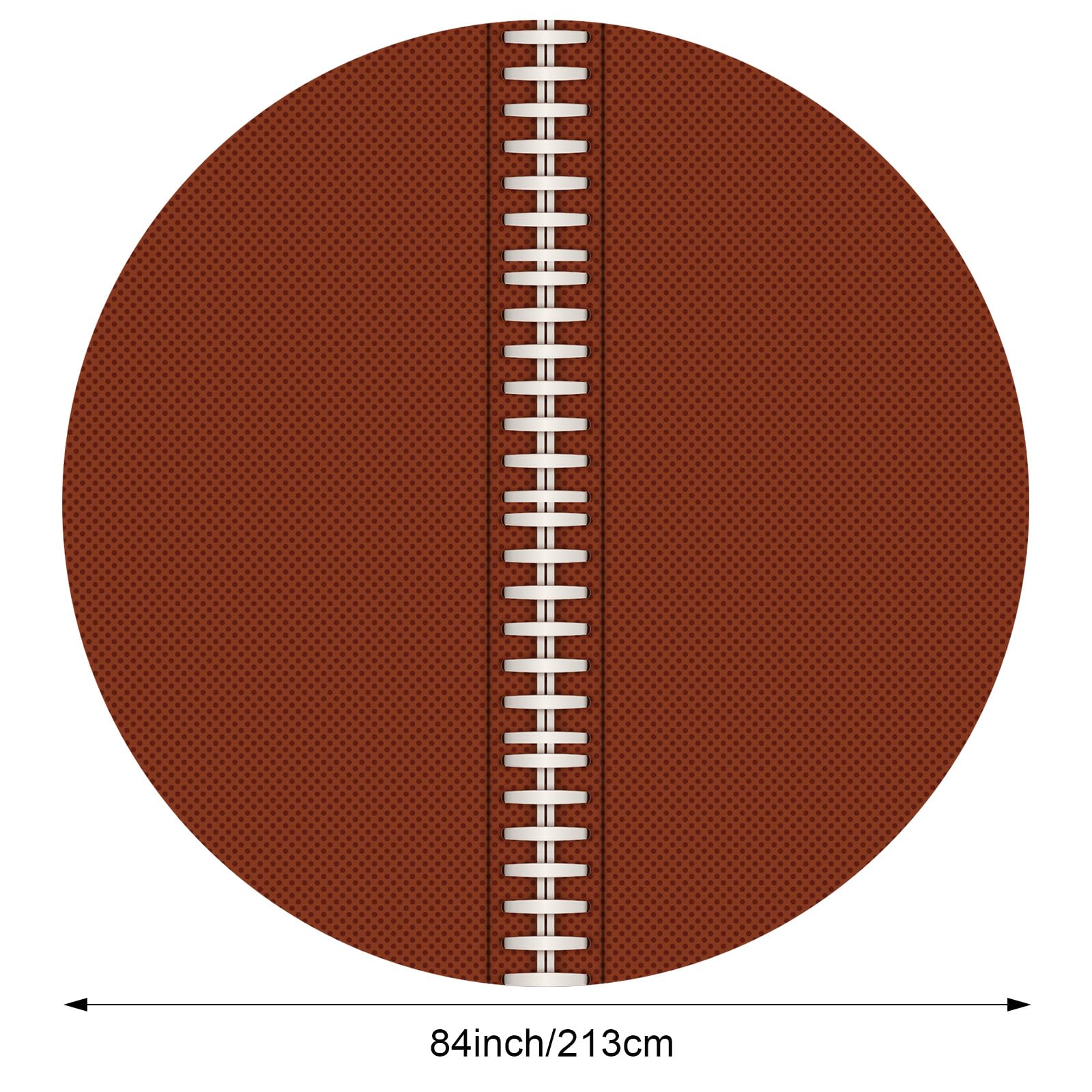 Oudain 12 Pcs Round Football Themed Tablecloths 84 Inch Football Field Tablecloth Green Grass Table Cover Plastic Sports Tablecloths Disposable Brown Ball Tablecloth for Birthday Party Supplies