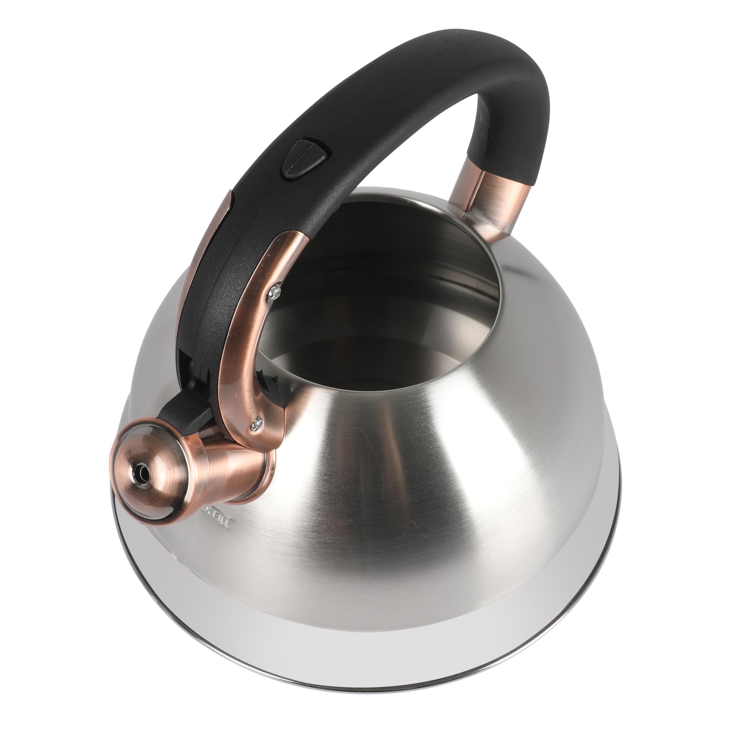 Mr. Coffee Flintshire 2.2 Quart Large Whistling Stainless Steel Tea Kettle - Brush Stainless Steel W/Copper