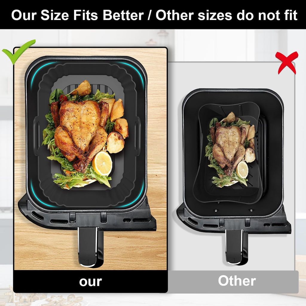 Skiennix Silicone Air Fryer Liners - Reusable for Ninja Foodi & COSORI 9QT | Fits 8-10QT Dual Basket