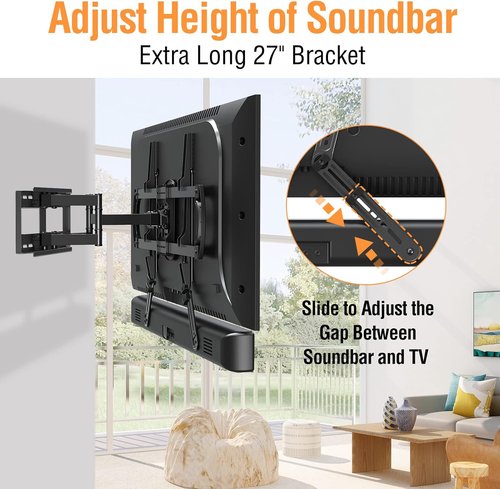 ELIVED Soundbar Mount - Adjustable TV Bracket for 23-90" TVs | Fits Most Sound Bars Up to 15 lbs
