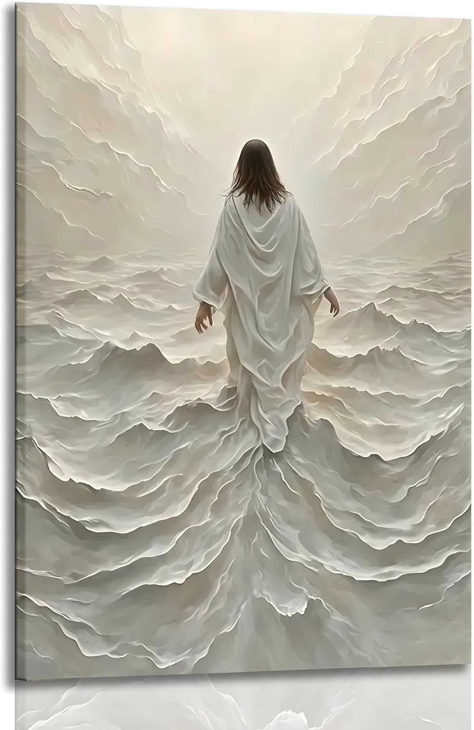 Regine Switzerland Abstract Jesus Walking on Water Canvas Wall Art - Modern Religious Decor 16x24 In