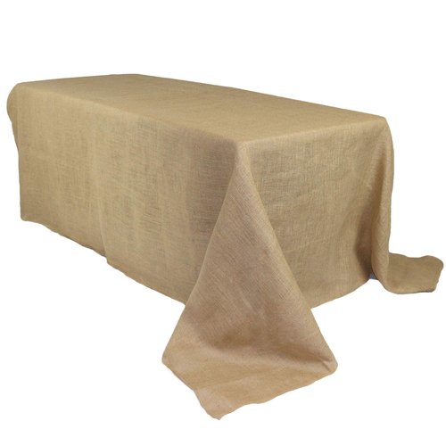 Your Chair Covers - 90 x 156 Inch Rectangular Rustic Jute Natural Burlap Tablecloth for Wedding Party Kitchen Home Dining Table Cloth