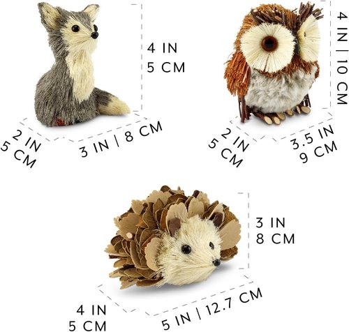 AuldHome Design Woodland Friends Figurines - Set of 3 Forest Animal Decor for Fall & Winter