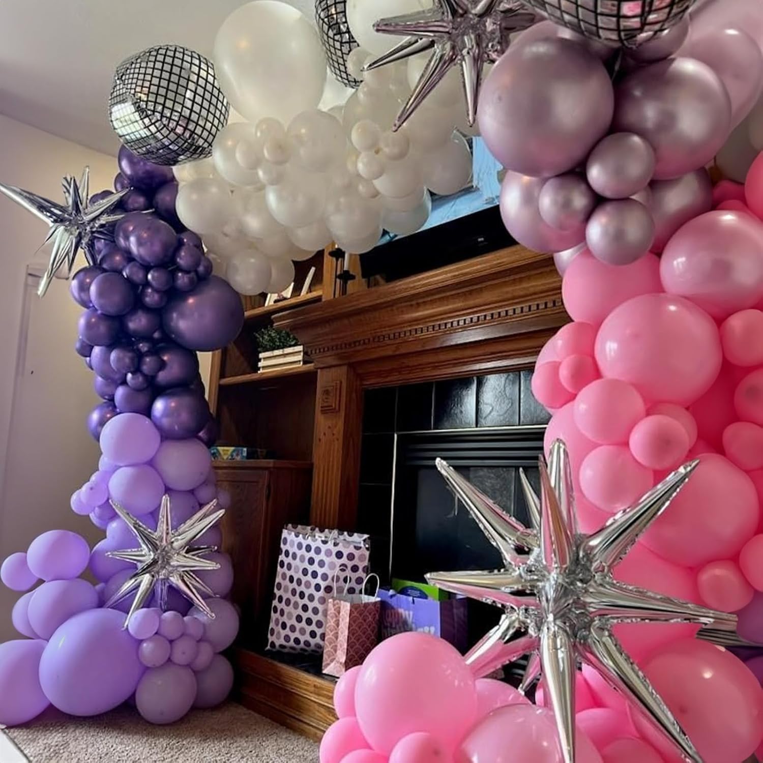 Togvu 12-Inch Metallic Purple & Pink Balloons - 60 Pack Confetti Latex Balloons for Parties & Events
