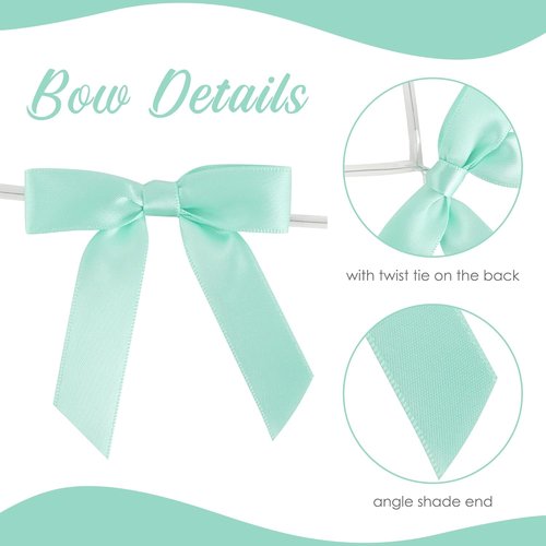 AIMUDI Satin Twist Tie Bows - 2.5" Pastel Gift Wrapping Bows for Crafts & Parties | 60 Pack