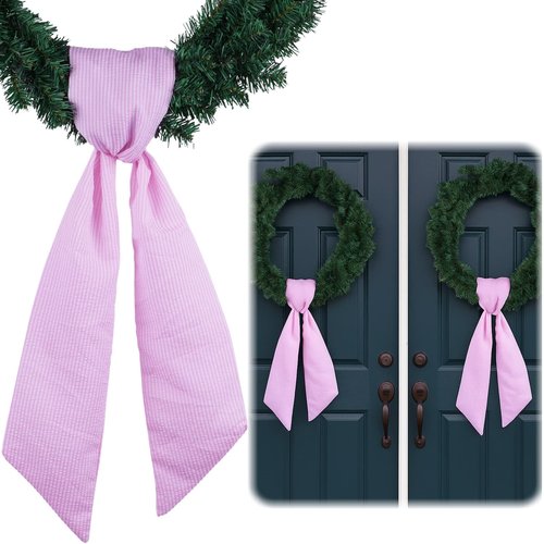 NUVCELKA Pink Striped Wreath Ribbon Set 2 Pack for Door Wreath, 5.12" Wide x 54.33" Each Baby Girl Shower Event Bundle Sweet Sash Bow Pair Gift