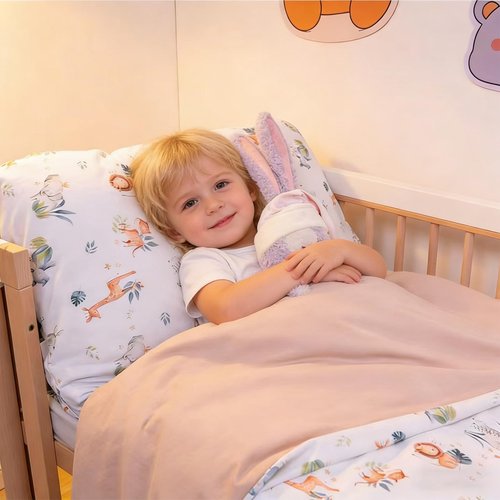 JoyTrek Toddler Comforter, Lightweight Baby Blanket for Toddler Bed, All Season Warm Cribs Quilt Kid Duvet Insert with 100% Cotton Soft Detachable Cover, Machine Washable 47x59in Animals