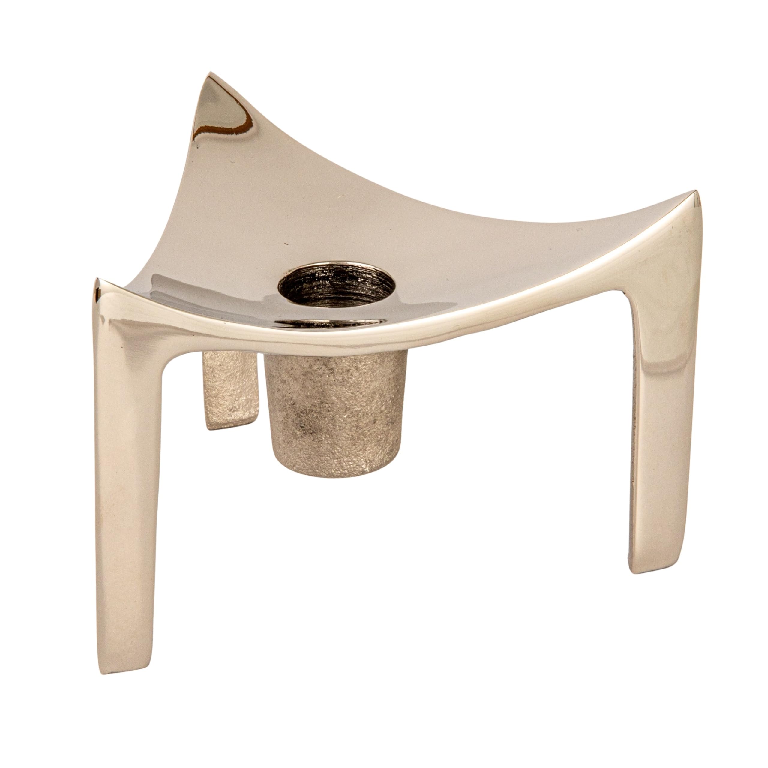 Bloomingville Metal Triangular Footed Taper Holder, Nickel Finish