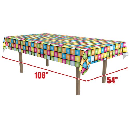 Beistle Disco Tablecovers, 54' x 108', 3 Pieces Plastic Table Cloth, Rectangular Tablecloth, Table Covers for Party, Disco Theme Party Decorations, Groovy Tablecloth