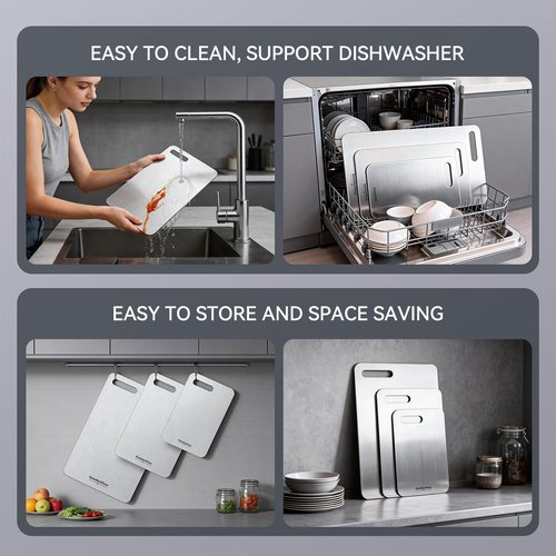 Titanium Cutting Boards,100% Pure Titanium Kitchen Cutting Board, Double-Sided Non-Toxic Cutting Board, Ideal for Slicing and Dicing Meats, Features Handle, Dishwasher Safe,16"L*10"W
