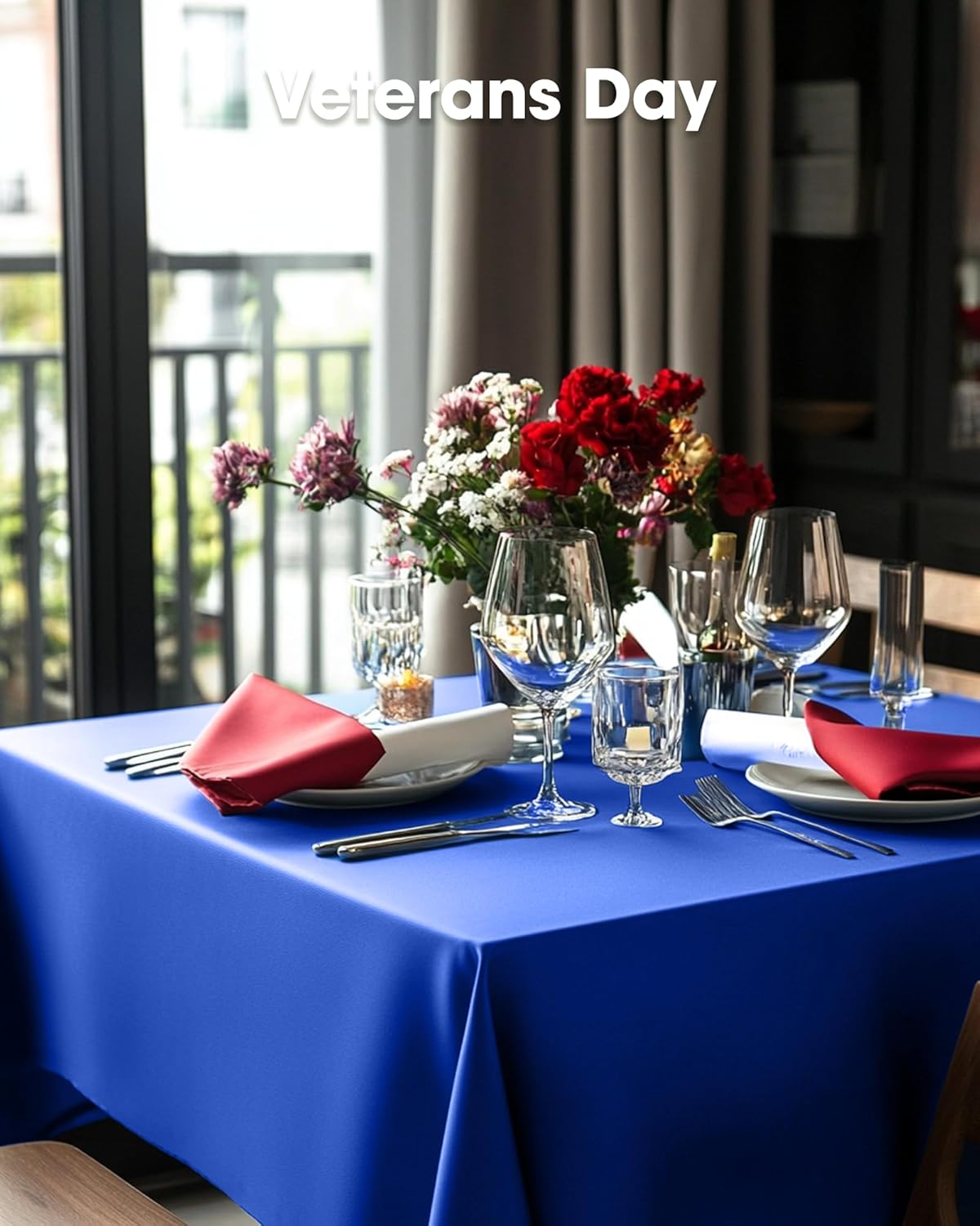 Pureegg Disposable Plastic Tablecloths - 10 Pack, 54 x 108 Inch, Navy Blue for Patriotic Celebrations