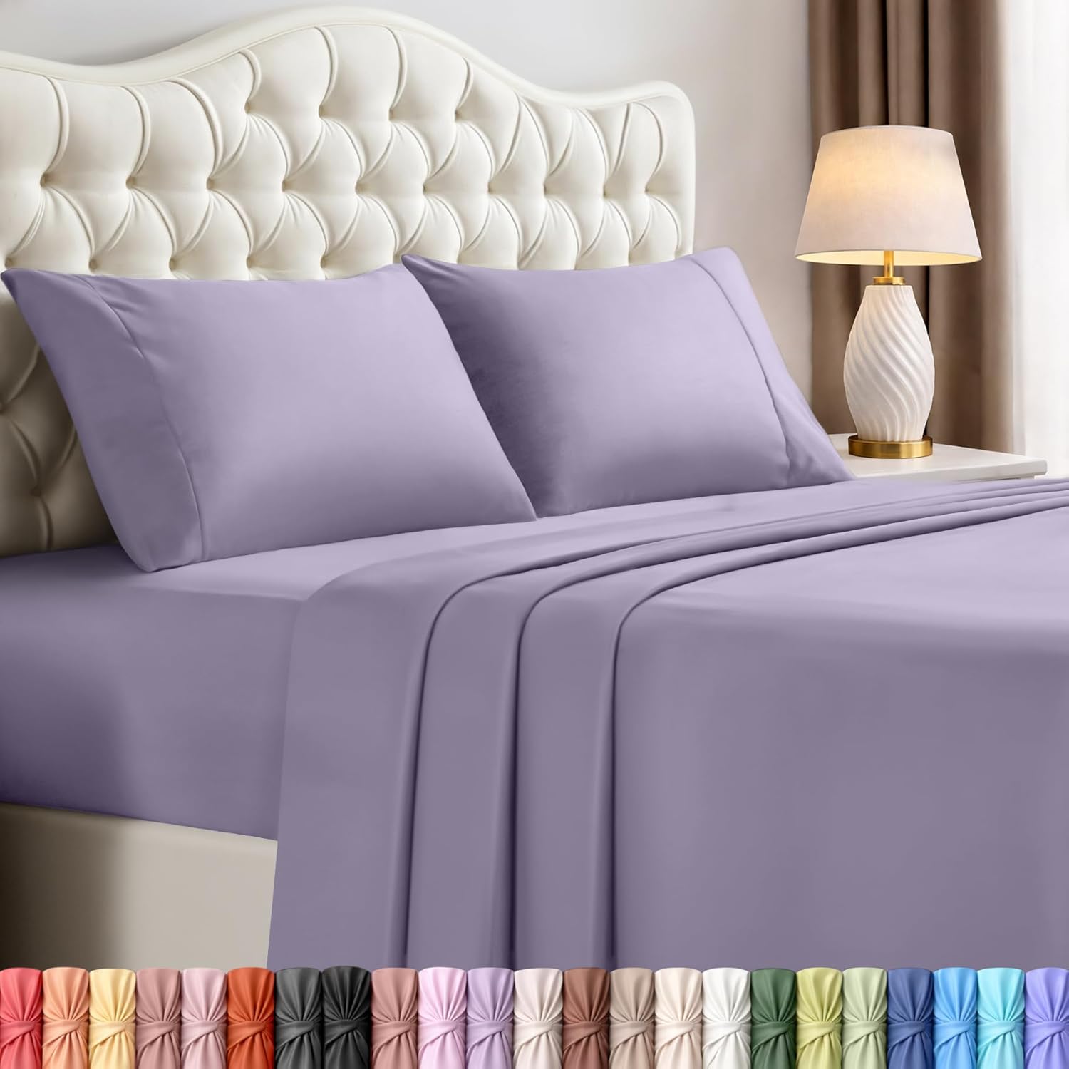 Utopia Bedding Full Size Sheet Set - Soft, Breathable Microfiber, 4-Piece in Lavender | Oeko-Tex Certified