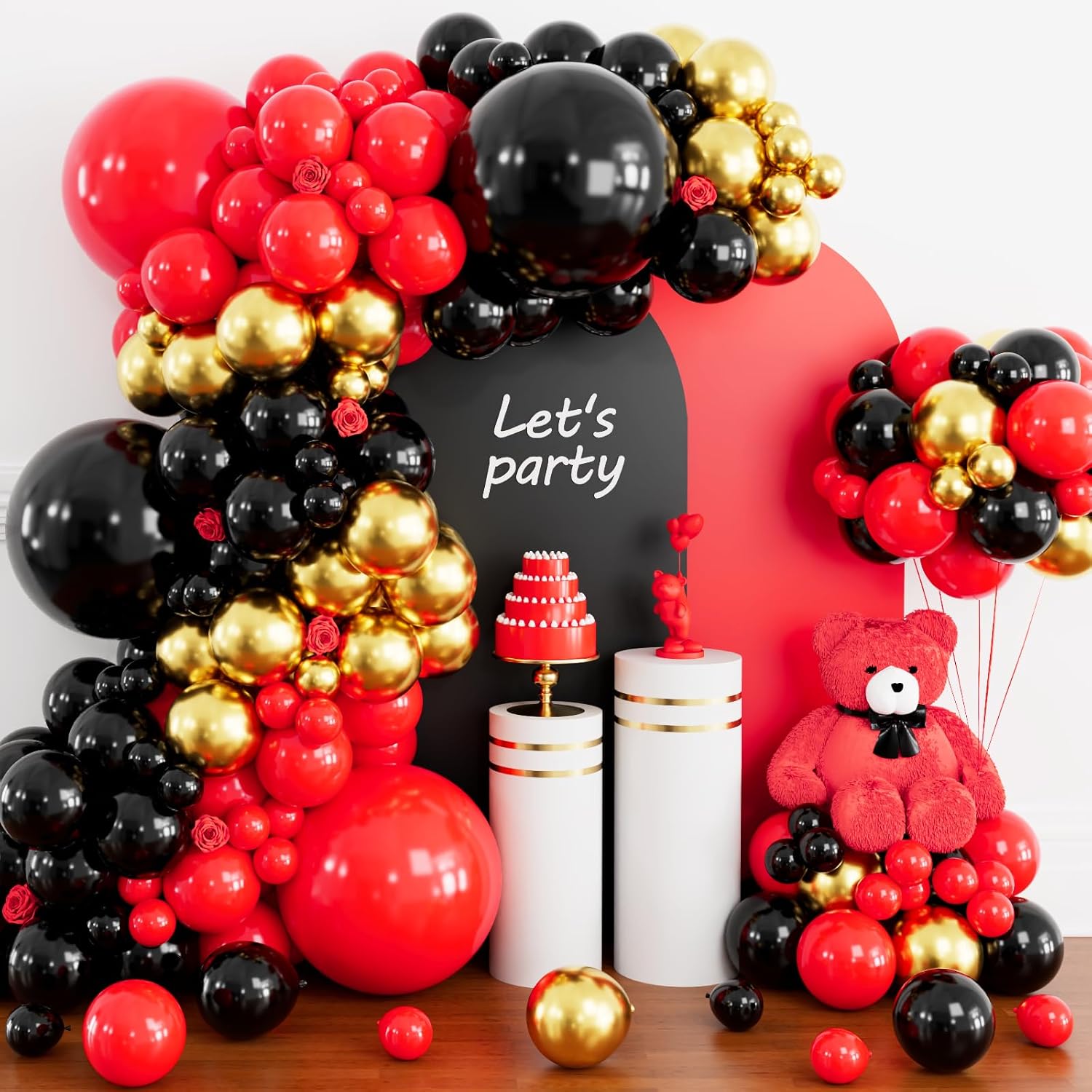 Skiennix 100 Pcs Black and Gold Balloons - 12 Inch Metallic Latex for Birthday & Graduation Decor