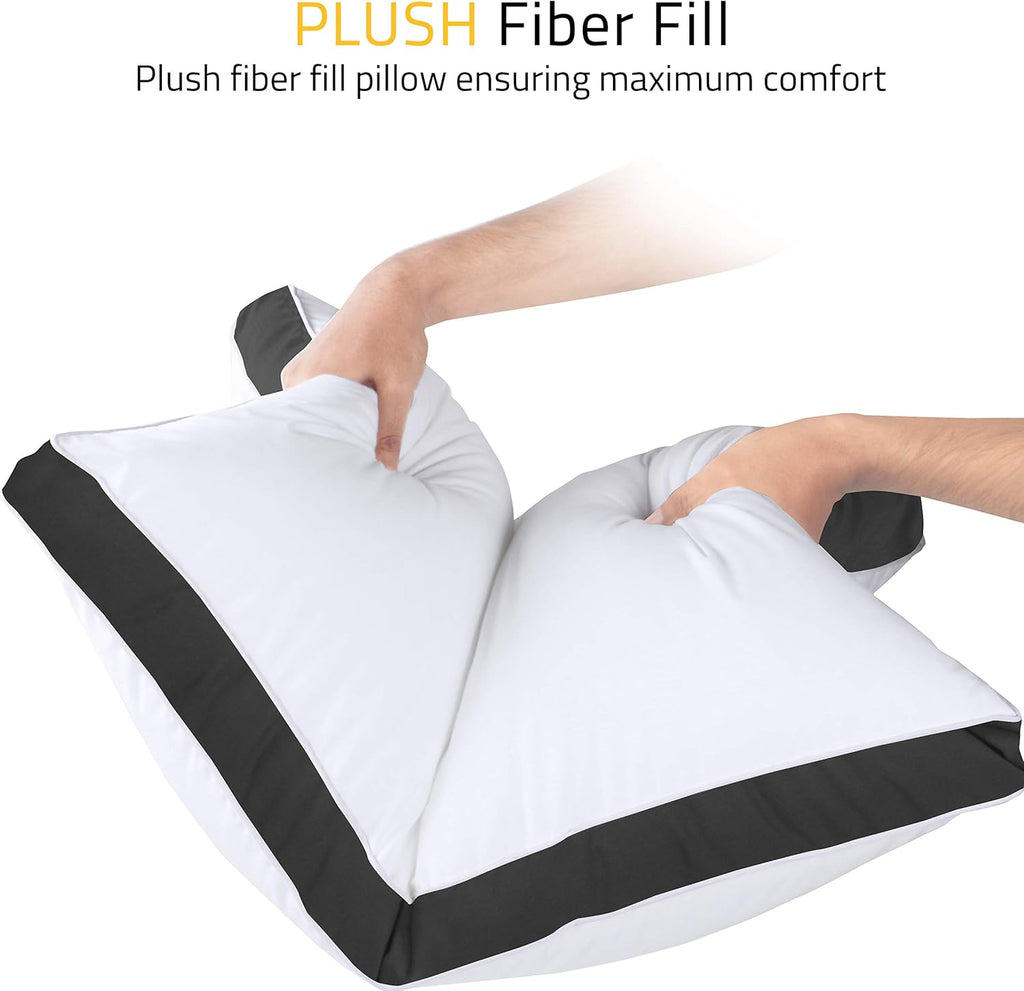 Utopia Bedding Queen Size Bed Pillows - Soft & Fluffy Down Alternative, Cooling Gusseted Set of 2 (Black)