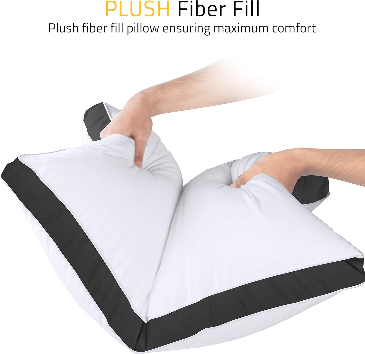 Utopia Bedding Queen Size Bed Pillows - Soft & Fluffy Down Alternative, Cooling Gusseted Set of 2 (Black)