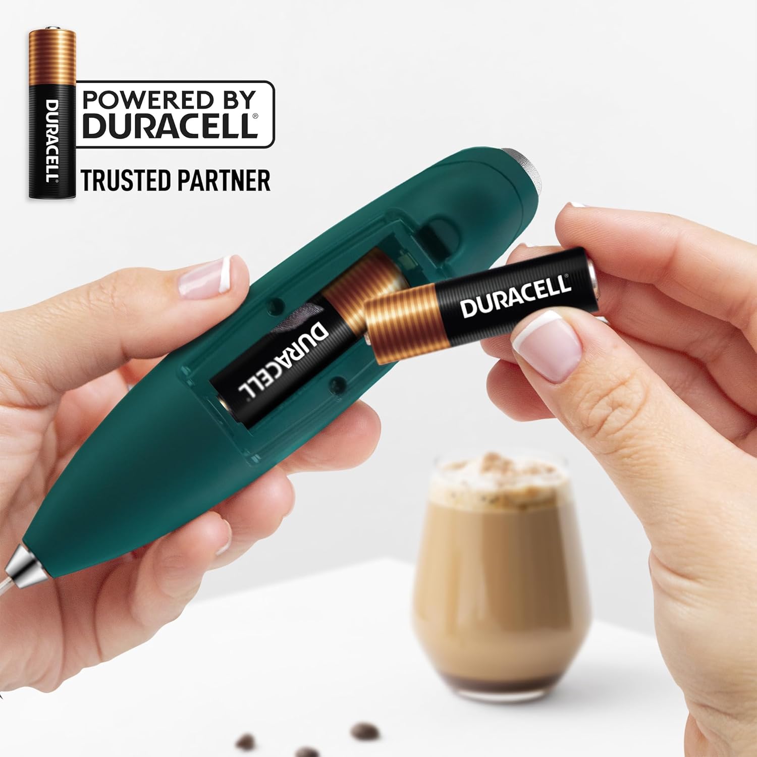 Zulay Kitchen Tornado Triple Whisk Milk Frother - Handheld Foam Maker for Coffee & Lattes - Dark Green