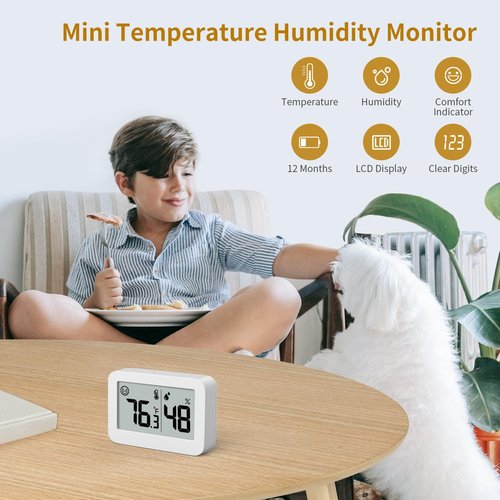 DOOMAY Mini Hygrometer - Digital Indoor Thermometer with Humidity Gauge | 2-Pack for Greenhouse & Baby Room