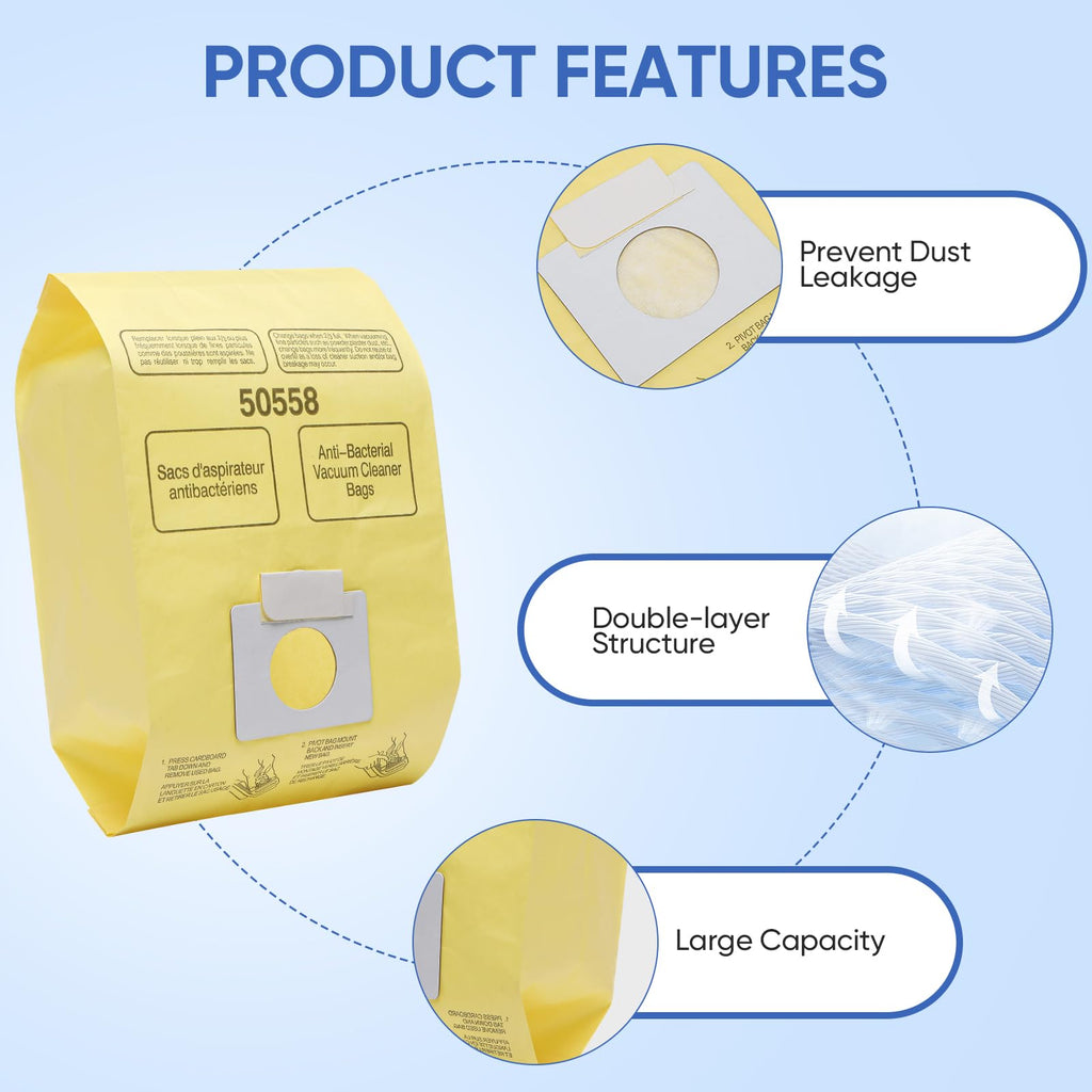 BIHARNT 20 Pack vacuum bags Compatible with Kenmore Canister 5055, 50557,50558 and Type C,C-18, 53292, 200 Series, 400 Series, 600 Series, 700 Series, 800 Series Vacuum