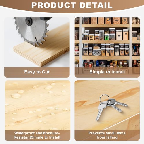 laapee Wire Shelf Covers for Closet & Pantry | Solid Wood Shelf Covers 8mm Thick | Tool-Free Removable 24x12 Inch | Rustic Design for Kitchen & Home (4 Pack)