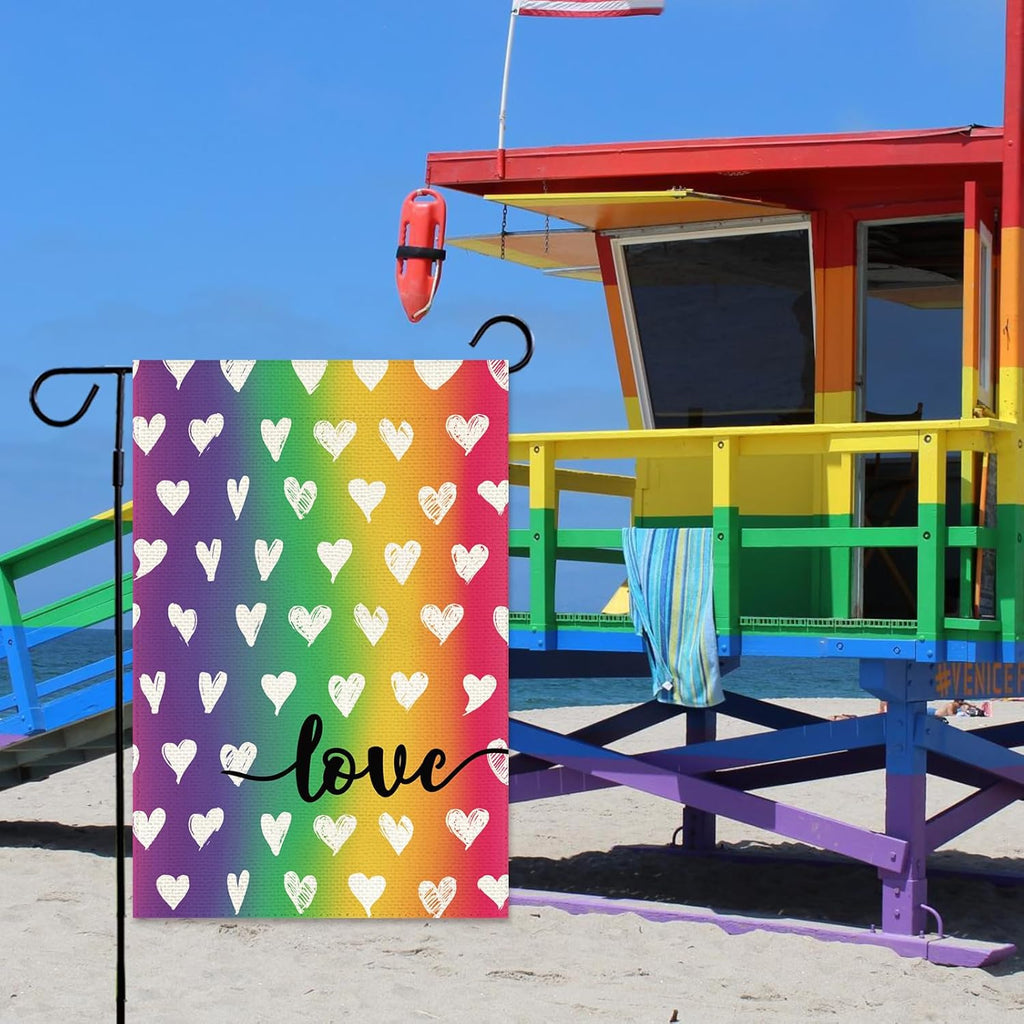 Baccessor LGBTQ Garden Flag - Double-Sided Rainbow Design for Pride Month | 12.5 x 18 Inch