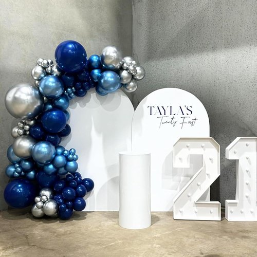 Blue Silver Balloons Set - 12 Inch Navy & Confetti Latex Balloons for Birthday, Graduation, Baby Shower