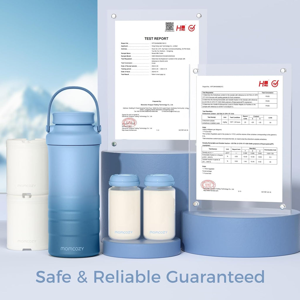 Momcozy 22oz Portable Breast Milk Cooler - 360° Cooling for 24 Hours | Includes 2 Baby Bottles