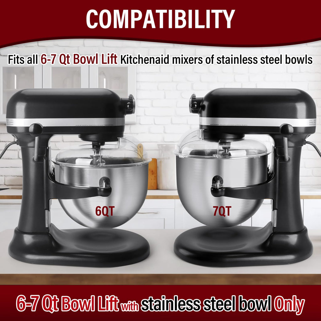 Pouring Shield for KitchenAid Stand Mixers Bowl Lift 6-7 QT Stainless Steel (Only),Safety Pouring Shield,Splatter Guard for Kitchen aid Mixer Bowl,Kitchen aid Accessories and Attachments