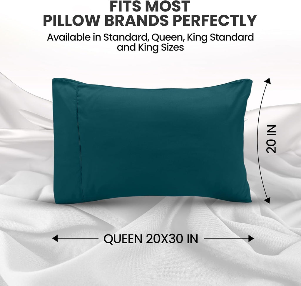 Utopia Bedding Queen Pillow Cases - Soft Brushed Microfiber - 2 Pack, Teal, 20 x 30 Inches