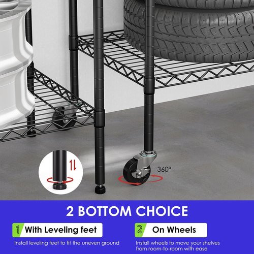 FDW 6-Tier Wire Storage Shelves - Adjustable Heavy-Duty Metal Racks | 45"x18"x82" | Black | Tool-Free Assembly, Rust-Resistant | Ideal for Home & Garage