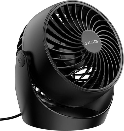 Gaiatop Desk Fan - 5-Inch Portable Electric Air Circulator | 3-Speed 360° Adjustable Tilt - Black