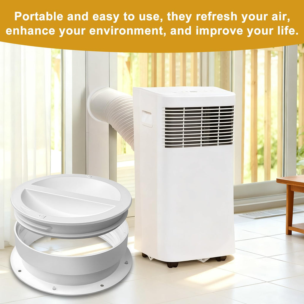 CCTP 1 Set Dual Size Wall Mount Connector for Portable Ac Vent Ac Exhaust Hose,Fit 6 and 6.5 Inches Hose,with Cover Plug(White)