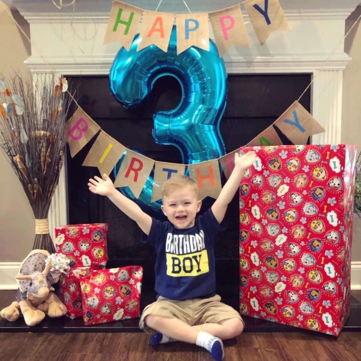 Skiennix 40-Inch Blue Foil Number 3 Balloon - Large Helium Balloon for Birthday & Graduation Celebrations