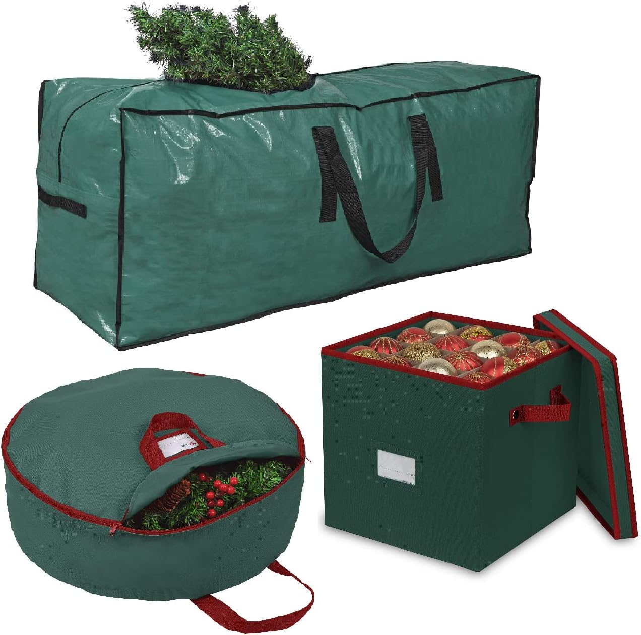Primode Christmas Storage Set - Tree Storage Bag & Ornament Ball Container | Durable & Spacious Design