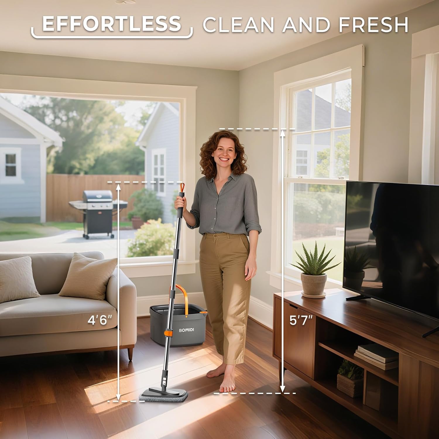 Skiennix Spin Mop and Bucket Set - Deep-Cleaning System with Separate Dirty Water | Versatile for Floors & Walls