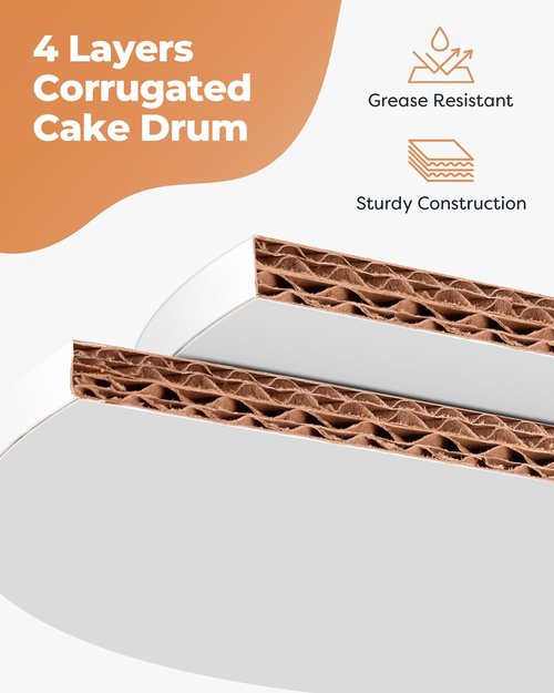 Kootek Cake Box with Board Drum, 12x12x12 Inches Tall Bakery Box with Window, Disposable Cake Container with Lid for Multi-Layer Cake, Cake Decorating, Wedding, Birthday, Party