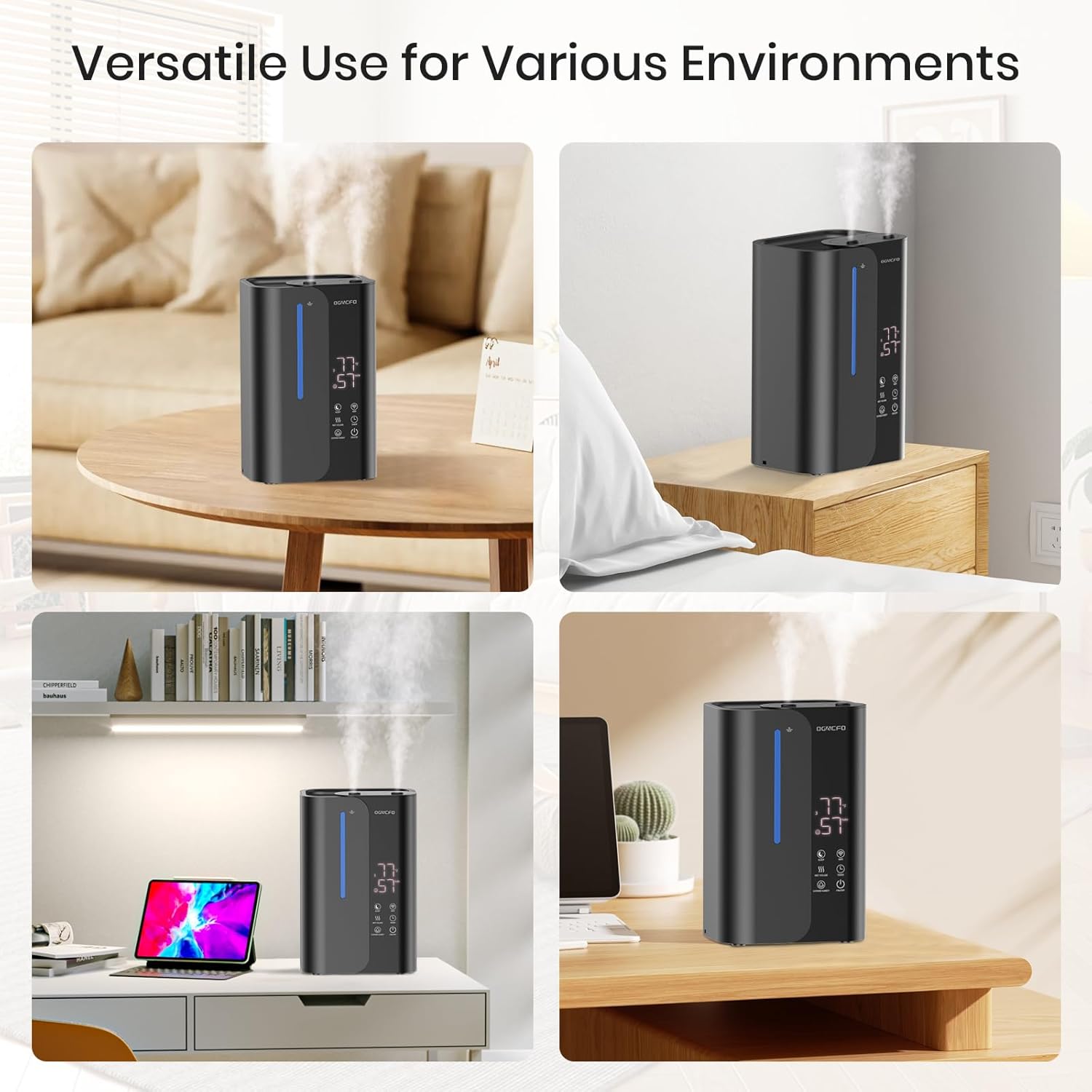 OGACFO 5L Smart Air Humidifier - Top Fill Design with Essential Oils | 50H Runtime, Quiet 28 dB for Home & Nursery