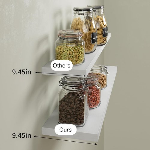 BAYKA Floating Shelves - 36-Inch Rustic Wood Wall Mounted Shelves for Home Decor | Set of 2 (White)