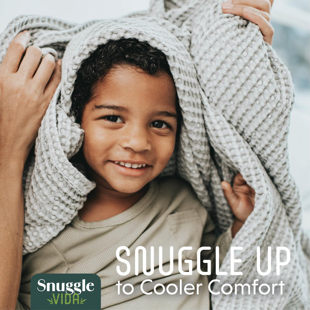 Houseify SNUGGLEVIDA Bamboo Cooling Blanket - Temperature Regulating Waffle Blanket for Comfortable Sleep - Throw for Sensitive Skin - Hypoallergenic, Breathable, Machine Washable