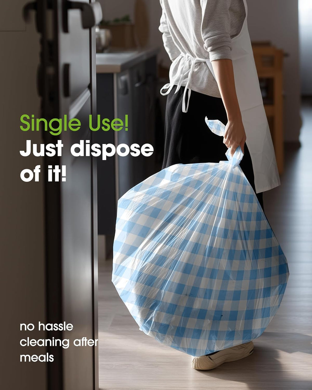 Pureegg Disposable Plastic Tablecloths - 10 Pack, 54 x 108 Inch, Blue & White Gingham, Leakproof & Sturdy