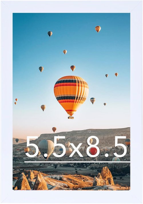JCJMY Picture Frame - 5.5x8.5 White Wall & Tabletop Display | Shatter-Resistant Plexiglass