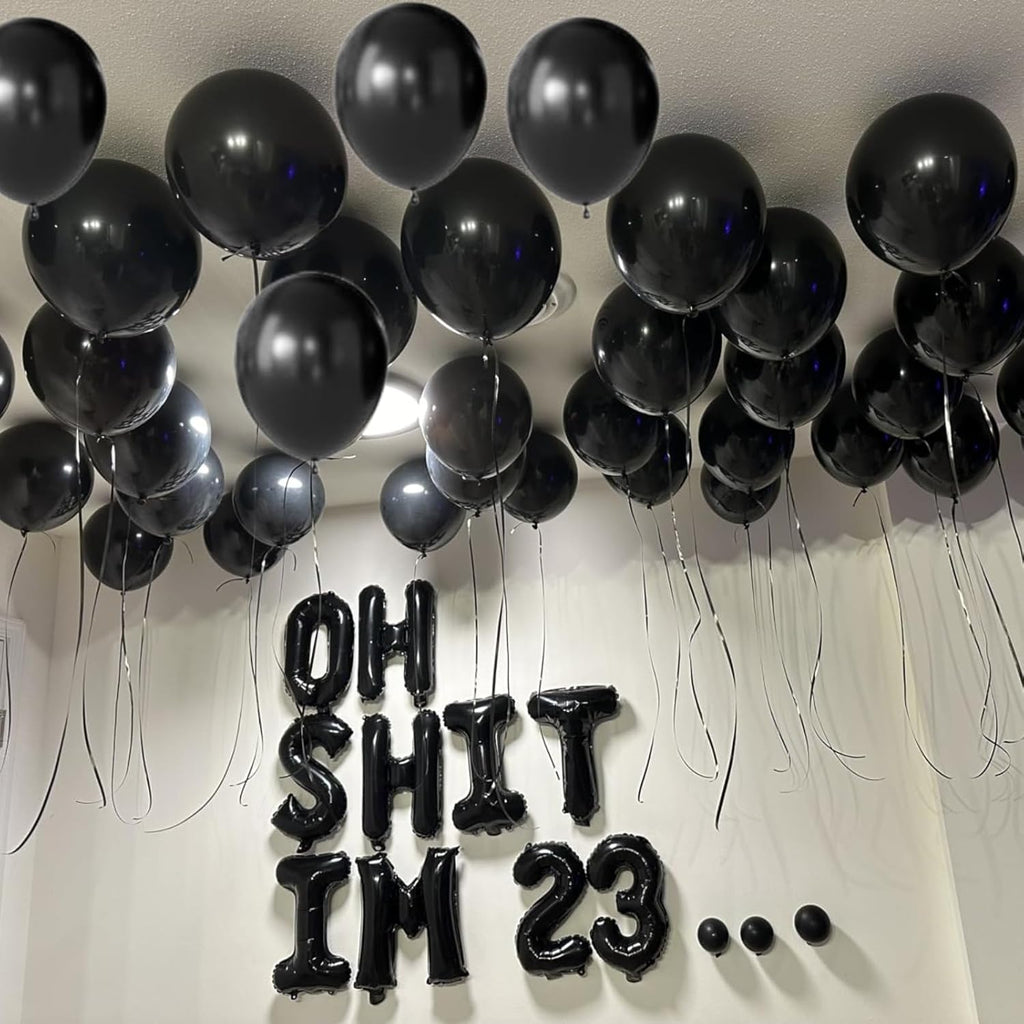 Skiennix 12-Inch Matte Black Balloons - 65 Pieces for Birthday, Graduation & Halloween Decor