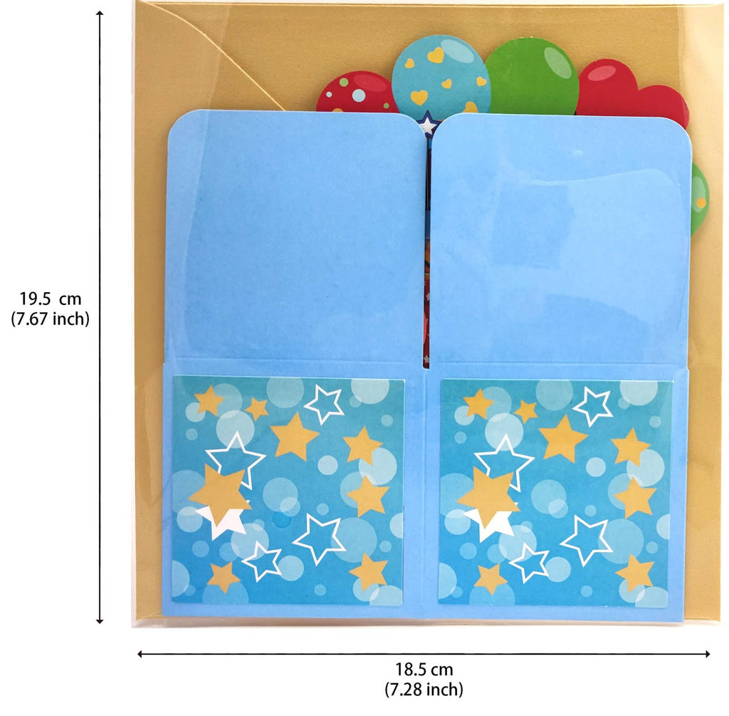 ZOOYOO Happy 1st Birthday Card,3D Pop Up First Birthday Greeting Card for Baby Boy,Son,Grandson,Nephew with 1 Envelop,1 Message Card(Blue)