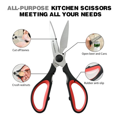 Kitchen Cooking Shears Heavy Duty Kitchen Scissor with, Detachable, All Purpose Scissors, Dishwasher Safe Scissors, Serrated Blades, Nutcracker and Bottle Opener function included (1 Pack)