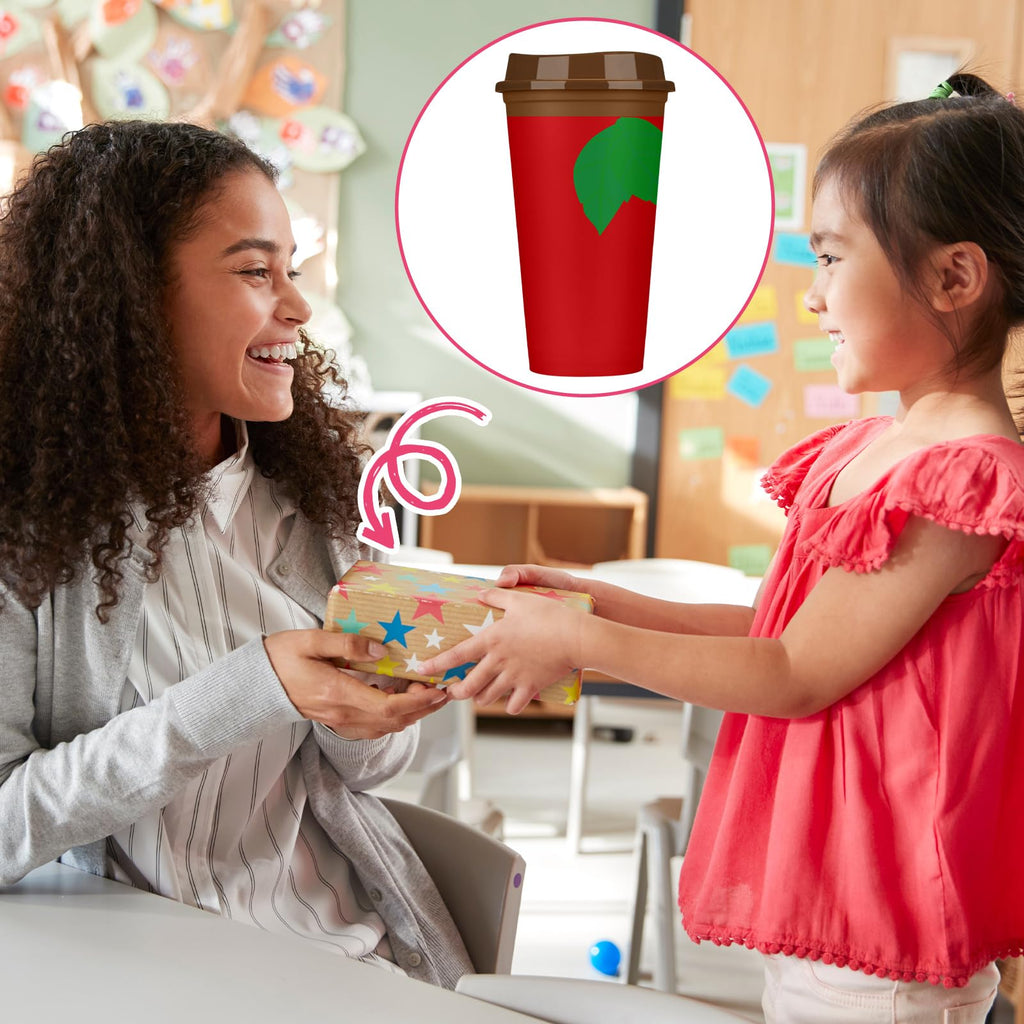 Skylety 12 Pcs Teacher Appreciation Gifts Teacher Gifts Bulk End of The Year Teachers Deals Reusable Plastic Coffee Cup with Lid for Back to School Party Decorations (Elegant)