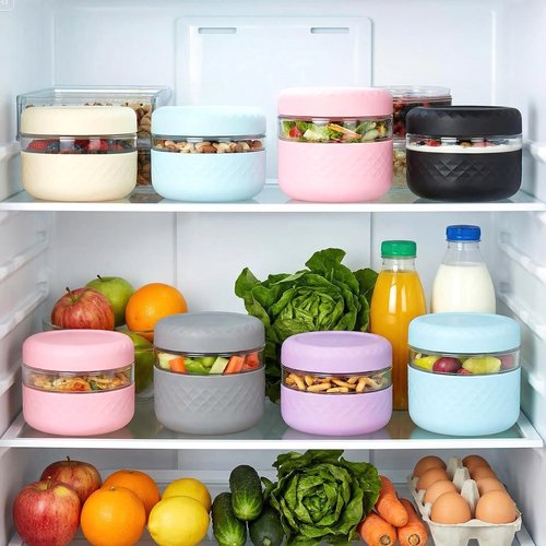 Cafezi 4 Pack 16 oz Glass Lunch Bowl Containers with Lids | Leak & Spill Proof, BPA-Free, Microwave & Dishwasher Safe, Airtight Meal Prep & Food Storage Jar for Lunch, Salad, Soup, Oats, Stew, Yogurt