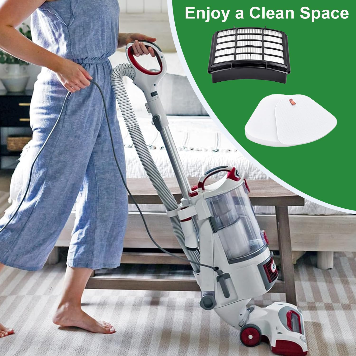 1+2 Filter Replacement Set for Shark Navigator Lift-Away Upright Vacuum Cleaners – Compatible with NV350, NV351, NV352, NV355, NV356, NV360, NV370, UV440, UV540 – Compare to XFF350 & XHF350