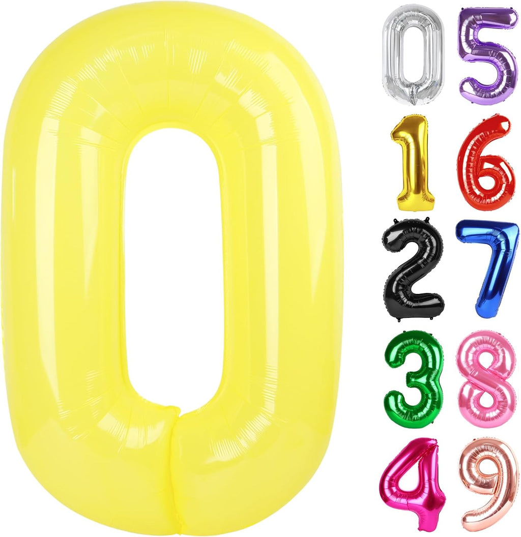 Yellow Number 0 Balloon - 40 Inch Birthday Decoration for Milestone Celebrations
